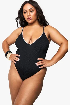 Boohoo Womens PLUS CONTRAST STITCH SCOOP SWIMSUIT - - 20