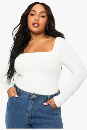 Boohoo Womens PLUS DOUBLE LAYER SLINKY SQUARE NECK BODYSUIT - - 26