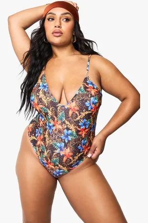 Boohoo Womens PLUS MIX FLORAL SCOOP SWIMSUIT - - 20