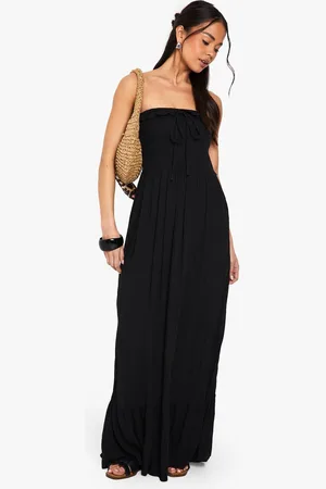 Boohoo Womens Textured Shirred Bandeau Maxi Dress - - 16
