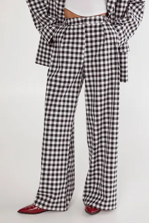 NASTY GAL Womens Gingham Tailored Wide Leg Pant - - 14
