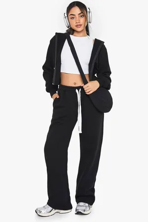 Boohoo Womens Cinched Waist Hoodie Straight Leg Tracksuit - - M