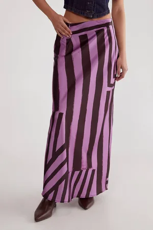 NASTY GAL Womens Abstract Satin Stripe Bias Maxi Skirt - - 10