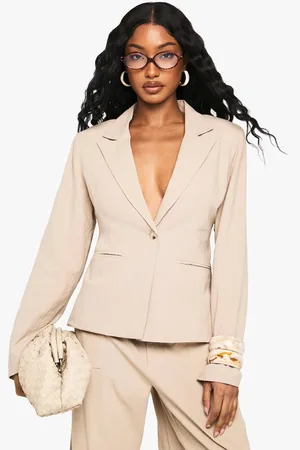 Boohoo Womens Tailored Linen Look Single Breast Blazer - - 16