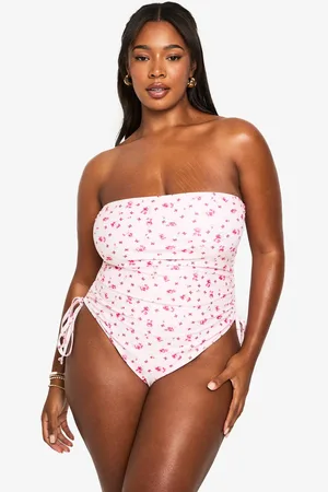 Boohoo Womens PLUS DITSY FLORAL BANDEAU SWIMSUIT - - 20