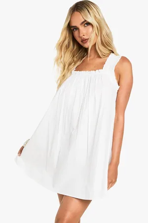 Boohoo Womens Cotton Poplin Strappy Mini Dress - - 16