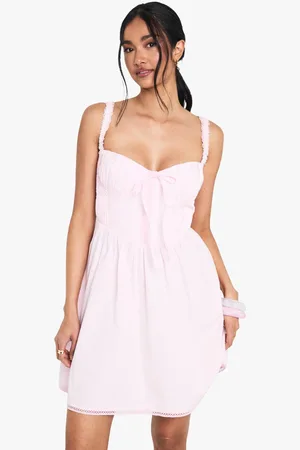 Boohoo Womens Cotton Milkmaid Mini Dress - - 16