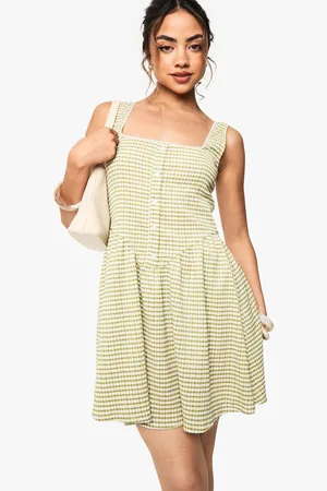 Boohoo Womens Ginham corset detail skater dress - - 18