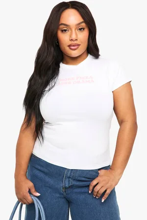 Boohoo Womens PLUS MORE PIZZA LESS DRAMA BABY TEE - - 16