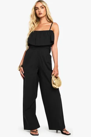 Boohoo Womens Cotton Blend Frill Jumpsuit - - 16