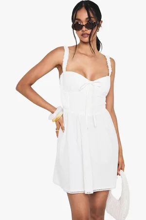 Boohoo Womens Cotton Milkmaid Mini Dress - - 16
