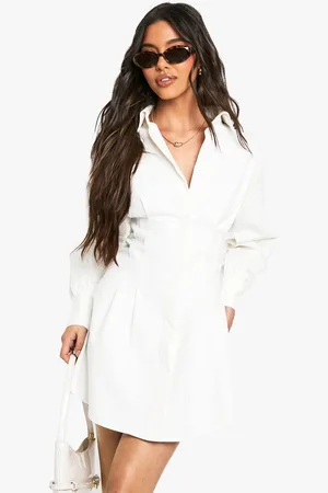 Boohoo Womens Collared Long Sleeve Shirt Dress - - 8