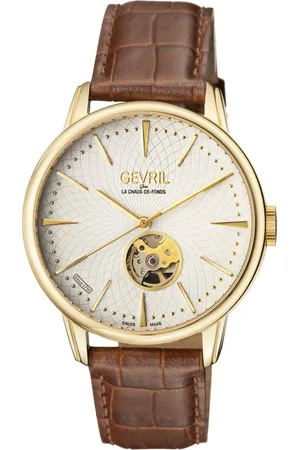 Gevril Mulberry 9603 Swiss Automatic Silver Dial Calfskin Leather Watch - - One Size