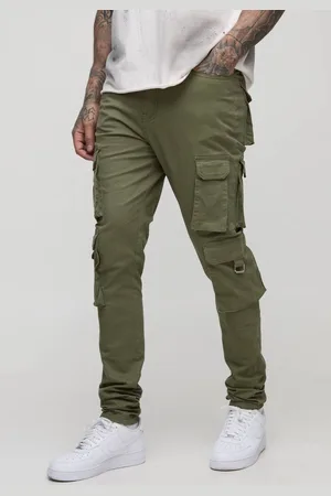 Boohoo Tall Fixed Waist Multi Cargo Stacked Skinny Cargo Trousers - - 32