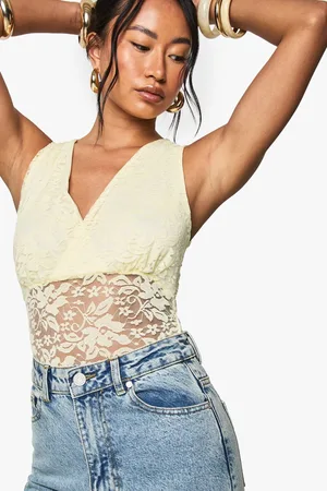 Boohoo Womens LACE WRAP OVER BODYSUIT - - 16