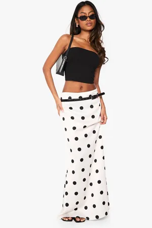 Boohoo Womens Satin Polka Dot Maxi Skirt - - 16