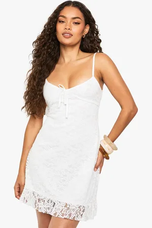 Boohoo Womens Lace Strappy Frill Trim Mini Dress - - 16