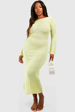 Boohoo Womens Plus Open Back Sheer Knit Crochet Beach Dress - - 24
