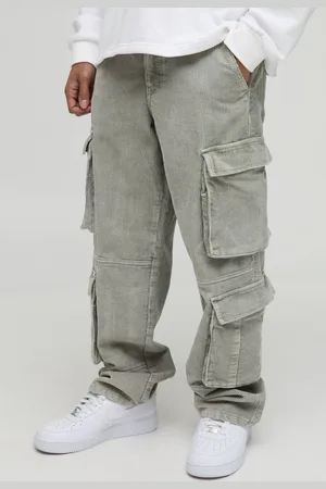 Boohoo Relaxed Acid Wash Corduroy Multi Pocket Cargo Trousers - - 32R