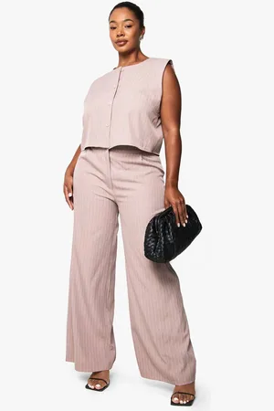 Boohoo Womens PLUS WIDE LEG PINSRIPE TROUSER - - 28