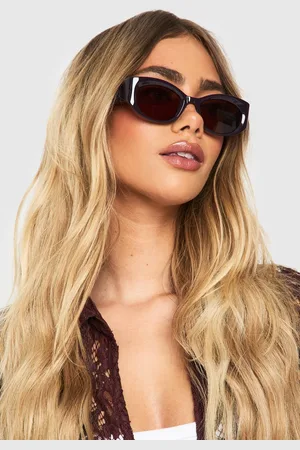 Boohoo Womens Dark Frame Rectangle Sunglasses - One Size