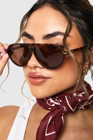 Boohoo Womens Tortoise Frame Aviator Sunglasses - - One Size