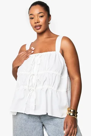 Boohoo Womens Plus Wide Strap Tie Front Smock Top - - 22