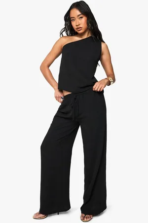 Boohoo Womens Woven Hammered Wide Leg Trousers - - 14