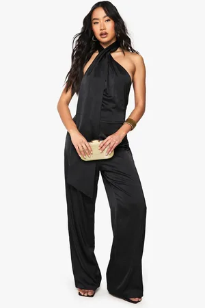 Boohoo Womens Satin Scarf Detail Jumpsuit - - 16