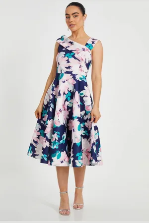 Quiz Womens Petite Floral Print Skater Dress - 14