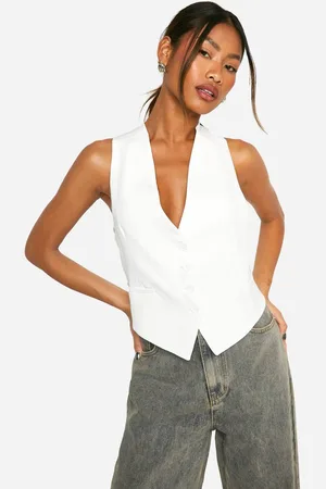 Boohoo Womens Woven Open Back Tailored Waistcoat - - M