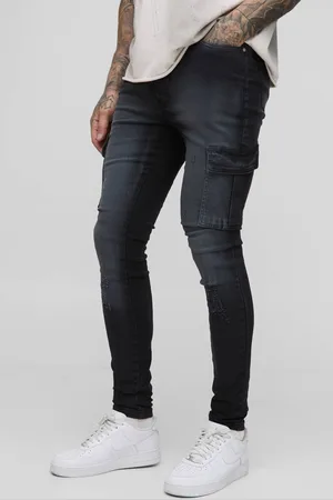 Boohoo Tall Distressed Super Skinny Cargo Jeans - - 40