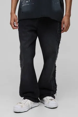 Boohoo Slim Flared Washed Charcoal Extreme Ripped Jeans - - 32R