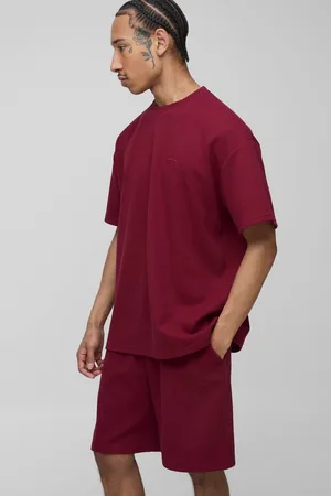 Boohoo Oversized Man Waffle T-Shirt & Short Set - - M