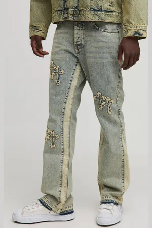 Boohoo Slim Flared Cross Applique Panelled Jeans - - 30R