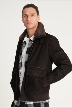 Barneys Originals Buffalo Leather Flight Jacket - - XL