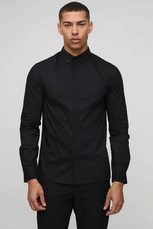 Boohoo Slim Fit Basic Long Sleeve Collared Shirt - - XL