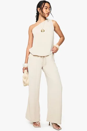 Boohoo Womens Woven Hammered Wide Leg Trousers - - 10