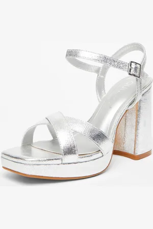 Quiz Womens Silver Wide Fit Platform Heel - - 7