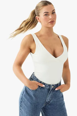 Boohoo Womens Buttery Soft Built in Padded V Neck Vest Top - - 16