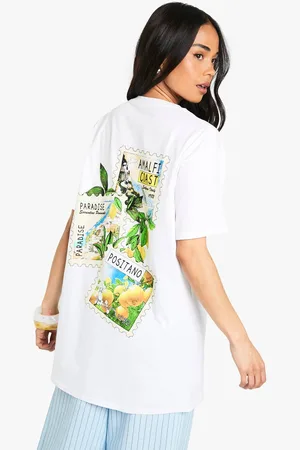 Boohoo Womens Amalfi Coast Postcard Oversized Tshirt - - XL