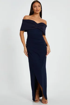 Quiz Womens Bardot Front Wrap Maxi Dress - 14