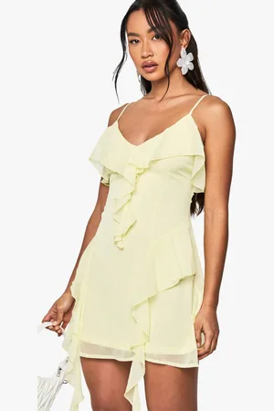 Boohoo Womens Ruffle Chiffon Mini Dress - - 18