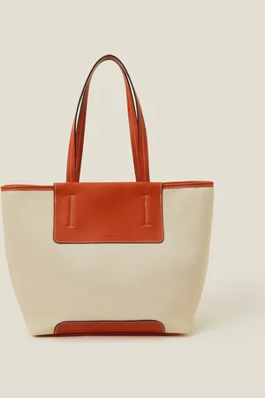 Accessorize Womens Faux Leather Canvas Tote Bag - - One Size
