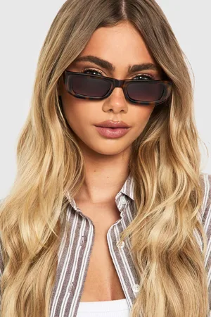 Boohoo Womens Thin Rectangle Sunglasses - - One Size