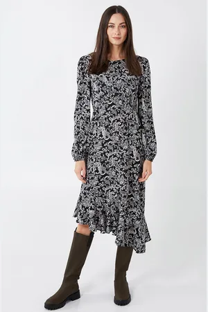 Blue Vanilla Womens Paisley Long Sleeve Asymmetric Midi Dress - - 8