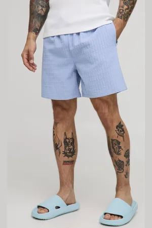 Boohoo Mid Length Seersucker Check Swim Short - - M