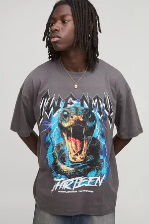 Boohoo Oversized Snake Worldwide Large Scale Printed T-Shirt - - XS