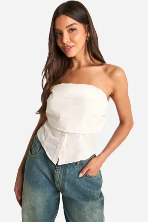 Boohoo Womens Ruched Bandeau Split Hem Corset - - 14