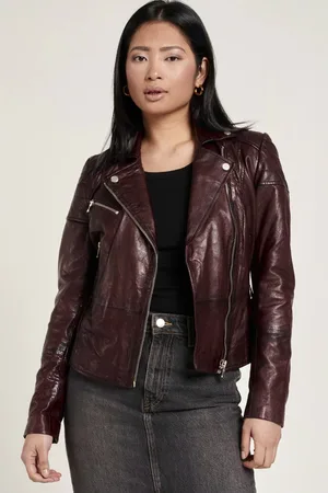Barneys Originals Womens Wine Wash Biker Jacket - - 6